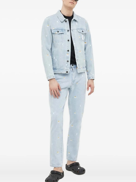  Karl Kani Daisy-embroidered Denim Jacket - Blue 