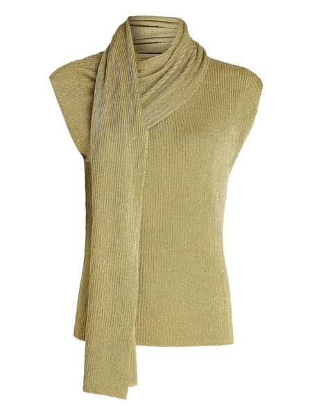  Karl Lagerfeld Attached-scarf Top - Gold 