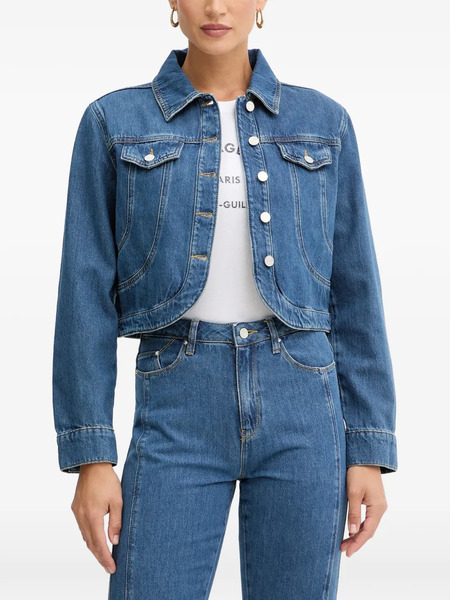  Karl Lagerfeld Button Cropped Jacket - Blue 