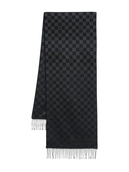  Karl Lagerfeld Check-pattern Wool Scarf - Blue 