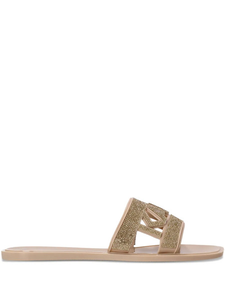  Karl Lagerfeld Embellished Slide Sandals - Neutrals 