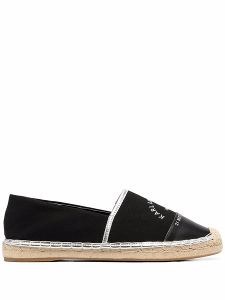  Karl Lagerfeld Embroidered-logo Espadrilles - Black 