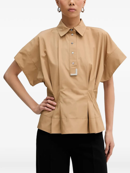  Karl Lagerfeld Front-button Peplum Shirt - Neutrals 