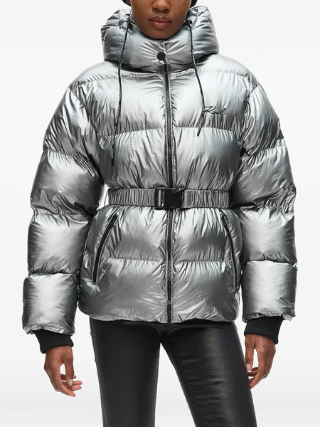  Karl Lagerfeld Hooded Belted Jacket - Silver 