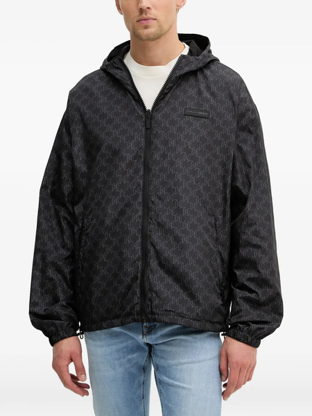  Karl Lagerfeld Hooded Patterned Reversible Jacket - Black 
