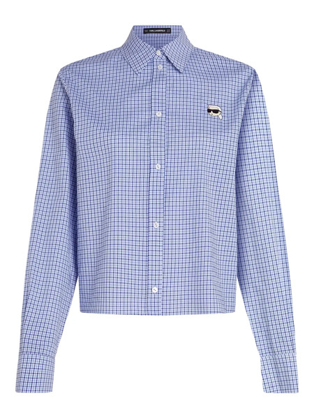  Karl Lagerfeld Ikon Checked Blouse - Blue 