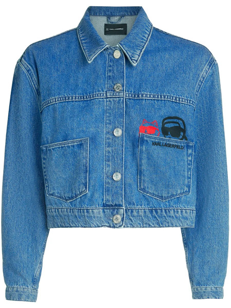  Karl Lagerfeld Ikon Cropped Denim Jacket - Blue 