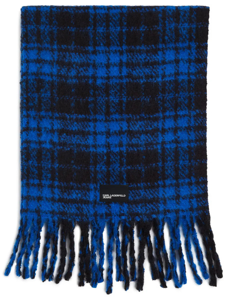  Karl Lagerfeld Jeans Checked Knitted Scarf - Blue 