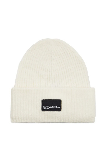  Karl Lagerfeld Jeans Logo-patch Ribbed Beanie - Neutrals 