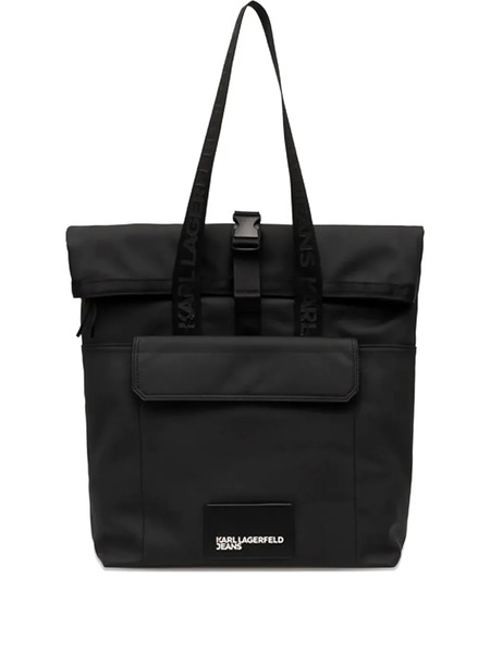  Karl Lagerfeld Jeans Logo-plaque Roll-top Tote Bag - Black 