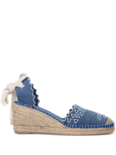  Karl Lagerfeld Kamini Cut-out Denim Espadrilles - Blue 