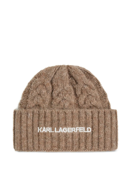  Karl Lagerfeld K/essential Cable Knit Beanie - Brown 