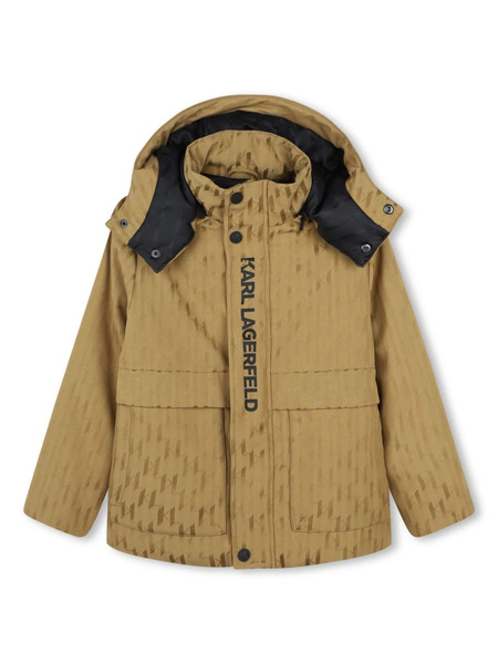  Karl Lagerfeld Kids Monogram-pattern Jacquard Coat - Neutrals 