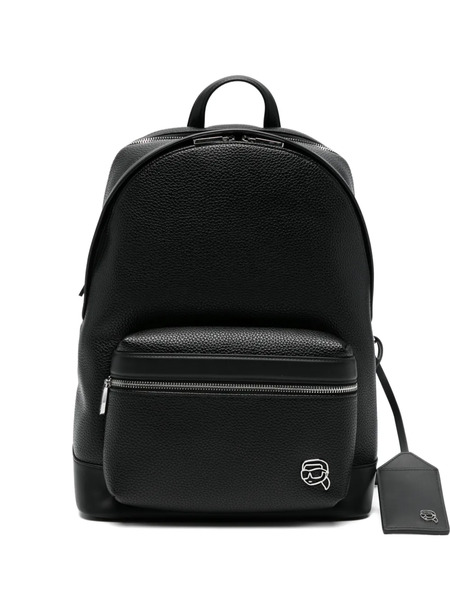  Karl Lagerfeld Logo-plaque Zipped Backpack - Black 