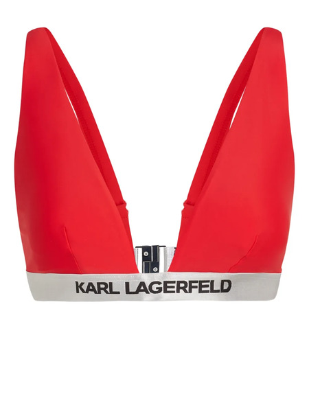  Karl Lagerfeld Logo-underband Triangle Bikini Top - Red 