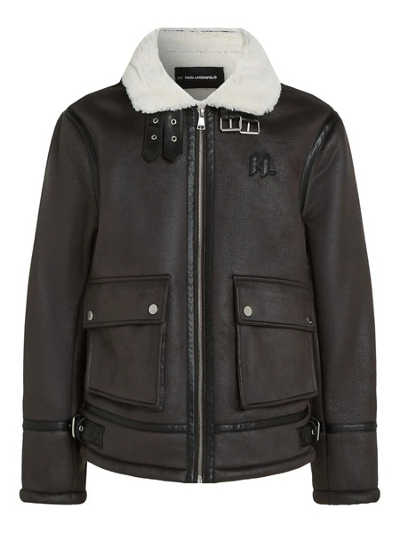  Karl Lagerfeld Monogram Faux-shearling Jacket - Brown 