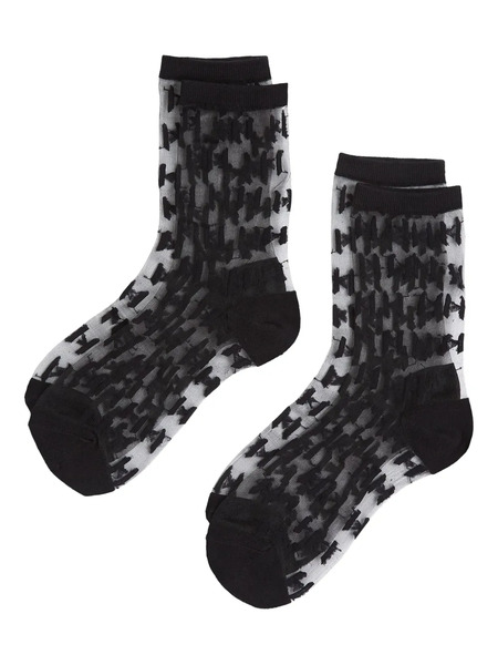  Karl Lagerfeld Monogram Mesh Socks (pack Of Two) - Black 