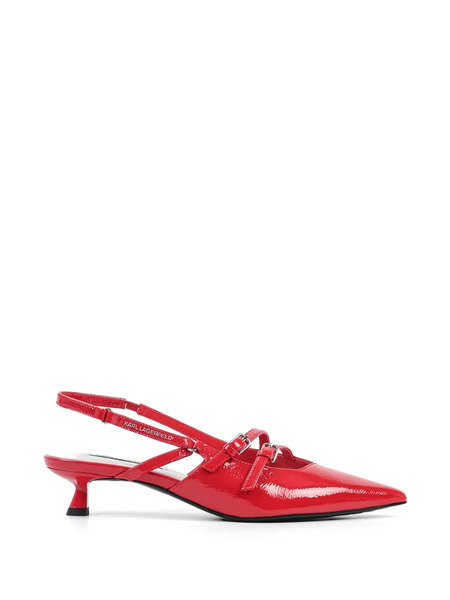 Karl Lagerfeld Pasha Buckle Strap Pumps - Red 