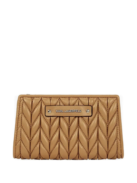  Karl Lagerfeld Quilted Logo-plaque Wallet - Neutrals 