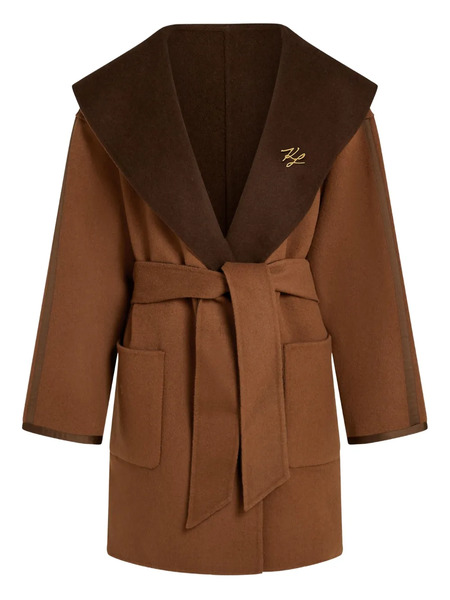  Karl Lagerfeld Reversible Belted Coat - Brown 