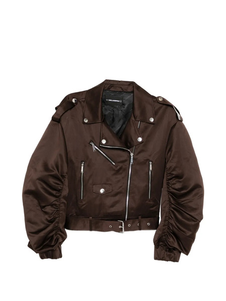  Karl Lagerfeld Satin Biker Jacket - Brown 