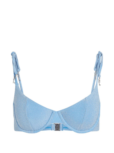  Karl Lagerfeld Signature Lurex Underwire Bikini Top - Blue 