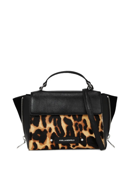  Karl Lagerfeld Small K/hardware Leopard Top Handle Bag - Black 