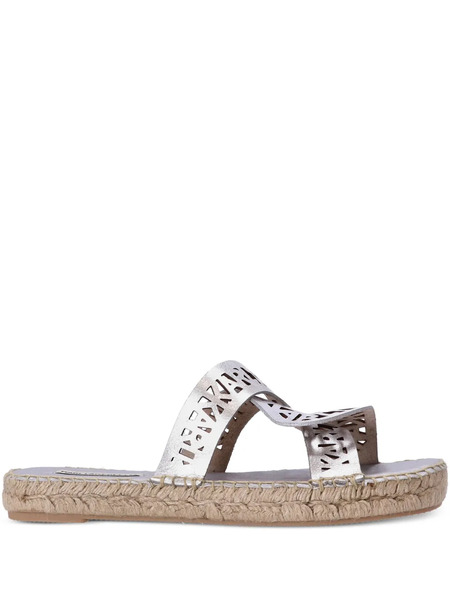  Karl Lagerfeld Souk Interlock Espadrille Slides - Silver 