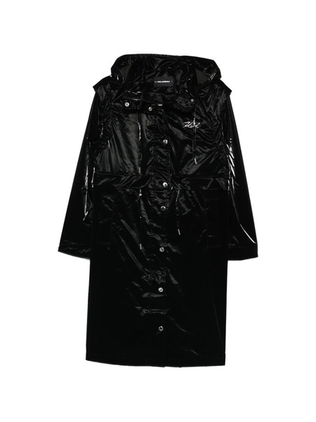  Karl Lagerfeld Transformable Drawstring Parka Coat - Black 