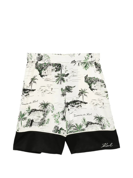  Karl Lagerfeld Tree-print Shorts - Neutrals 