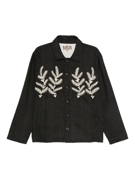  Kartik Research Embroidered-sprig Jacket - Grey 