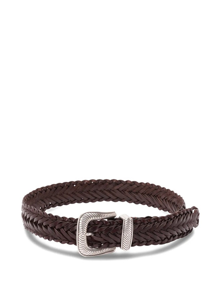  Kate Cate Braided Leather Belt - Brown 