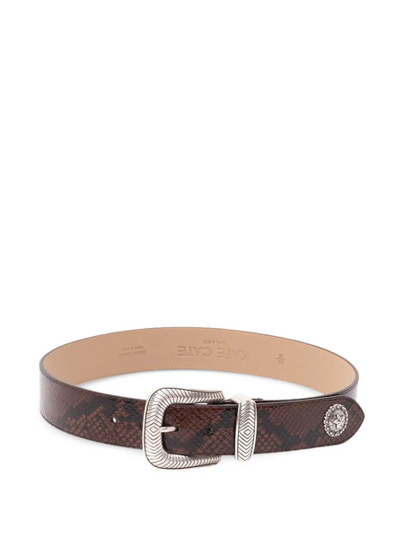  Kate Cate Embossed Leather Belt - Brown 
