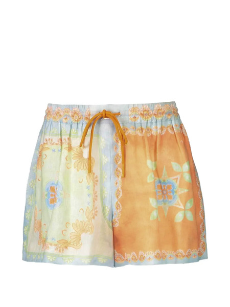  Kate Ford Matthiola Flow Floral Print Drawstring Shorts - Blue 