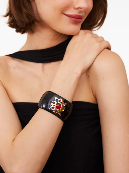  Kenneth Jay Lane Cross-motif Ruby Bracelet - Black 