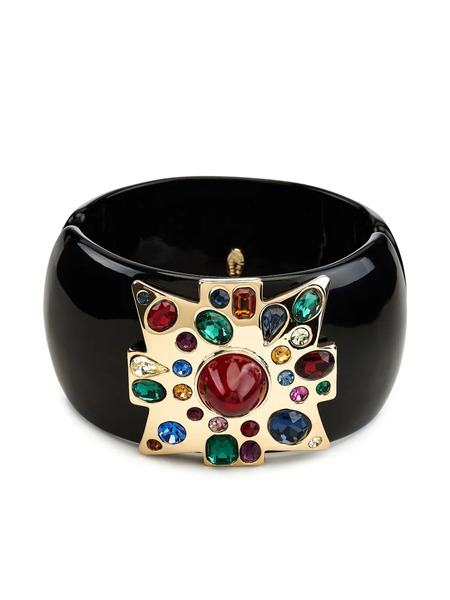  Kenneth Jay Lane Cross-motif Ruby Bracelet - Black 