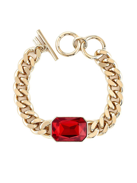  Kenneth Jay Lane Curb-chain Ruby Bracelet - Gold 