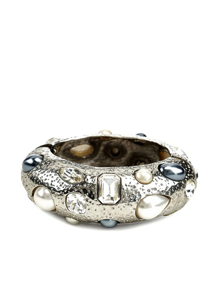  Kenneth Jay Lane Pearl-embellished Bangle Bracelet - Silver 