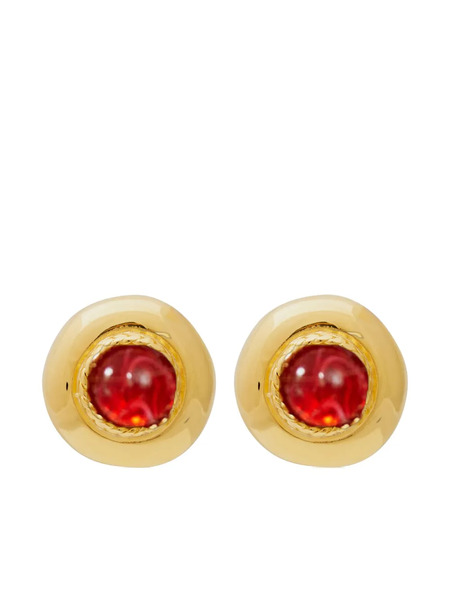  Kenneth Jay Lane Ruby-embellished Earrings - Gold 