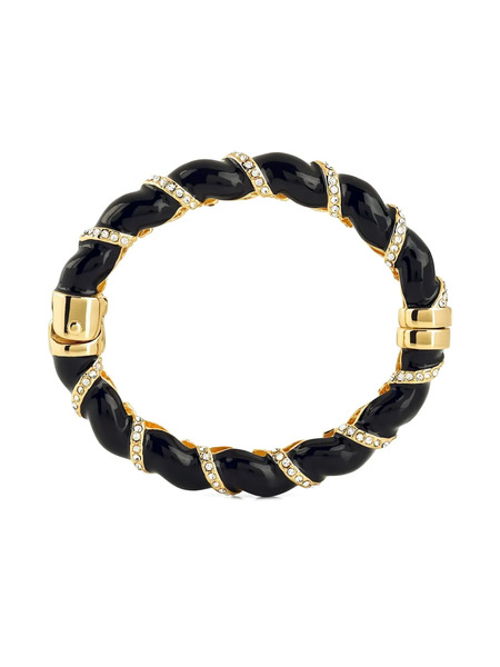  Kenneth Jay Lane Twisted Rhinestone-embellished Bangle - Gold 