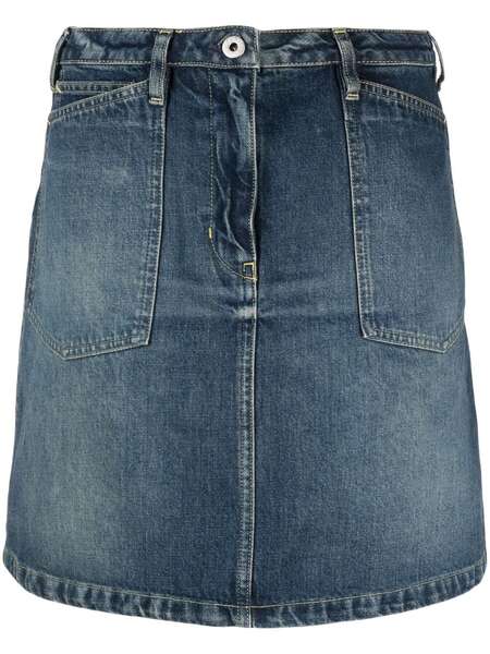  Kenzo A-line Denim Miniskirt - Blue 