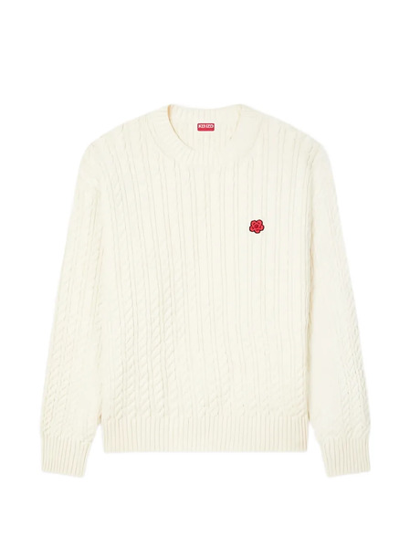  Kenzo Boke Flower Cable-knit Sweater - Neutrals 