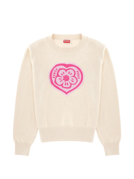  Kenzo Boke Heart Cable-knit Sweater - Neutrals 