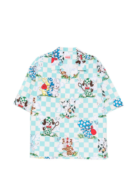  Kenzo Check-print Shirt - Blue 