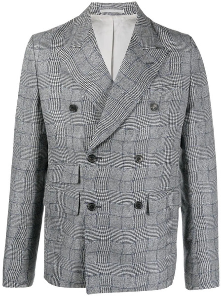  Kenzo Checked Double-breasted Blazer - Grey 