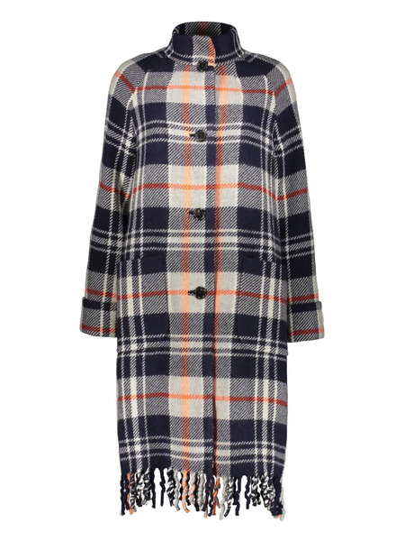  Kenzo Checked Wool Coat - Blue 