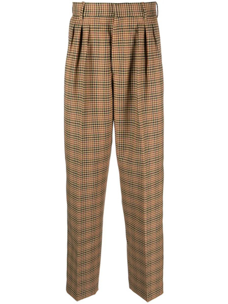  Kenzo Checkered Pleated Tailored Trousers - Neutrals 