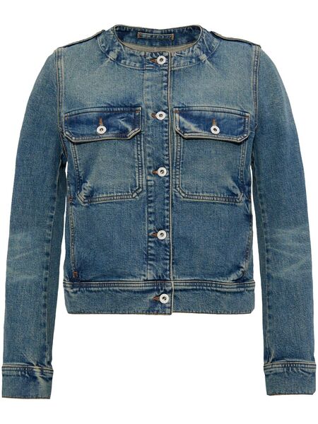  Kenzo Collarless Denim Jacket - Blue 