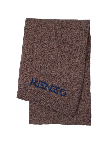  Kenzo Embroidered Logo Knitted Throw - Brown 