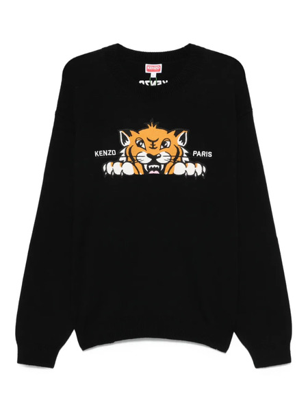  Kenzo Embroidered-tiger Crew-neck Sweater - Black 